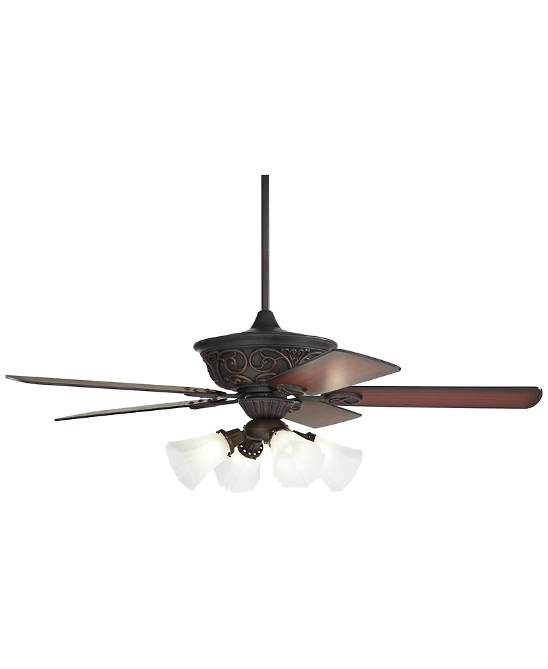 52" Casa Vieja Contessa Industrial Rustic Indoor Ceiling Fan Led Light Bronze Copper Cherry Frosted Glass for Living Kitchen Home