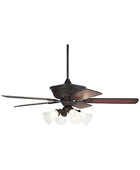 52" Casa Vieja Contessa Industrial Rustic Indoor Ceiling Fan Led Light Bronze Copper Cherry Frosted Glass for Living Kitchen Home