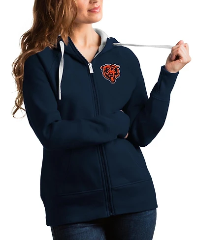 Antigua Women's Chicago Bears Bear Head Victory Full-Zip Embroidered Graphics Hoodie