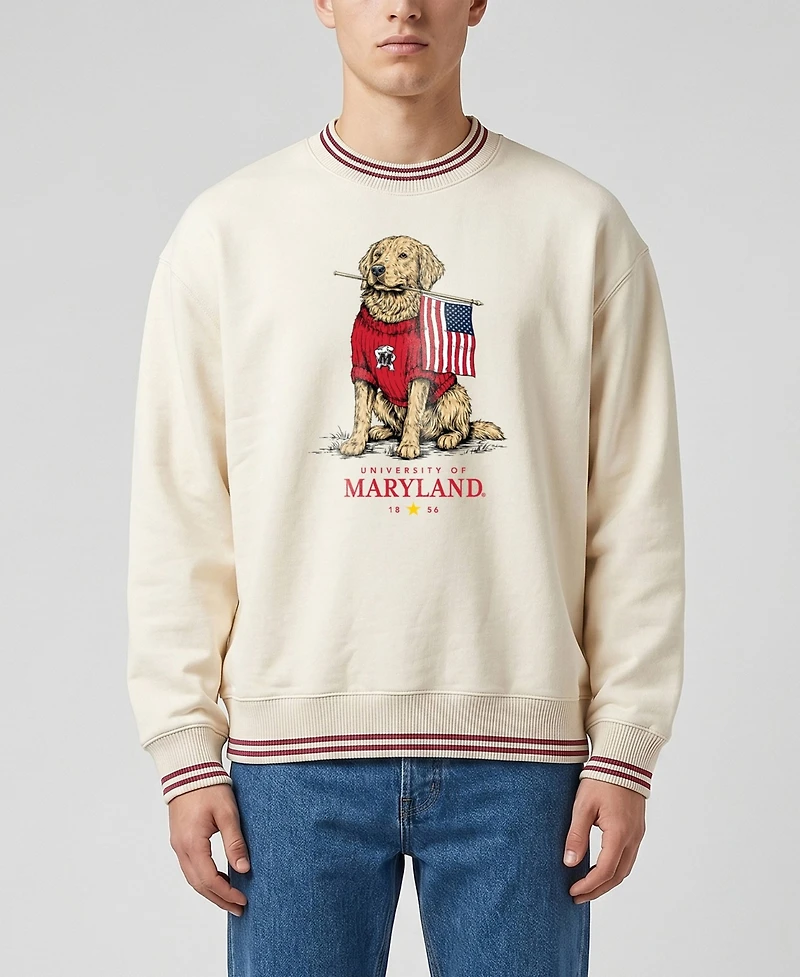 Uscape Apparel Men's and Women's Cream Maryland Terrapins Americana Good Boy Ribbed Premium Sweatshirt