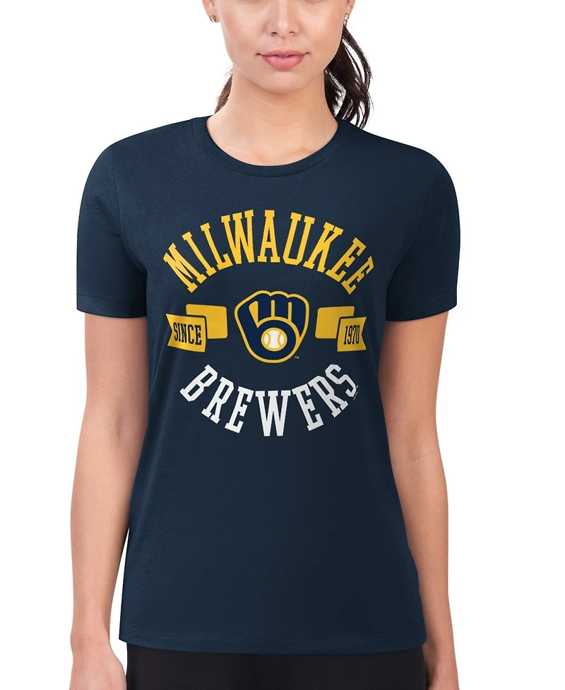 G-iii 4Her by Carl Banks Women's Milwaukee Brewers Super-Slim Fit City Graphic T-Shirt