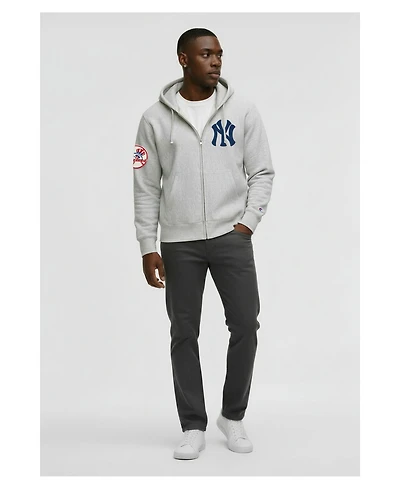 Champion Men's Gray New York Yankees Reverse Weave Chenille Full-Zip Hoodie