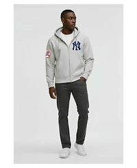 Champion Men's Gray New York Yankees Reverse Weave Chenille Full-Zip Hoodie
