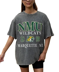 Gameday Couture Women's Gray Northern Michigan Wildcats Oversized Snow Wash T-Shirt