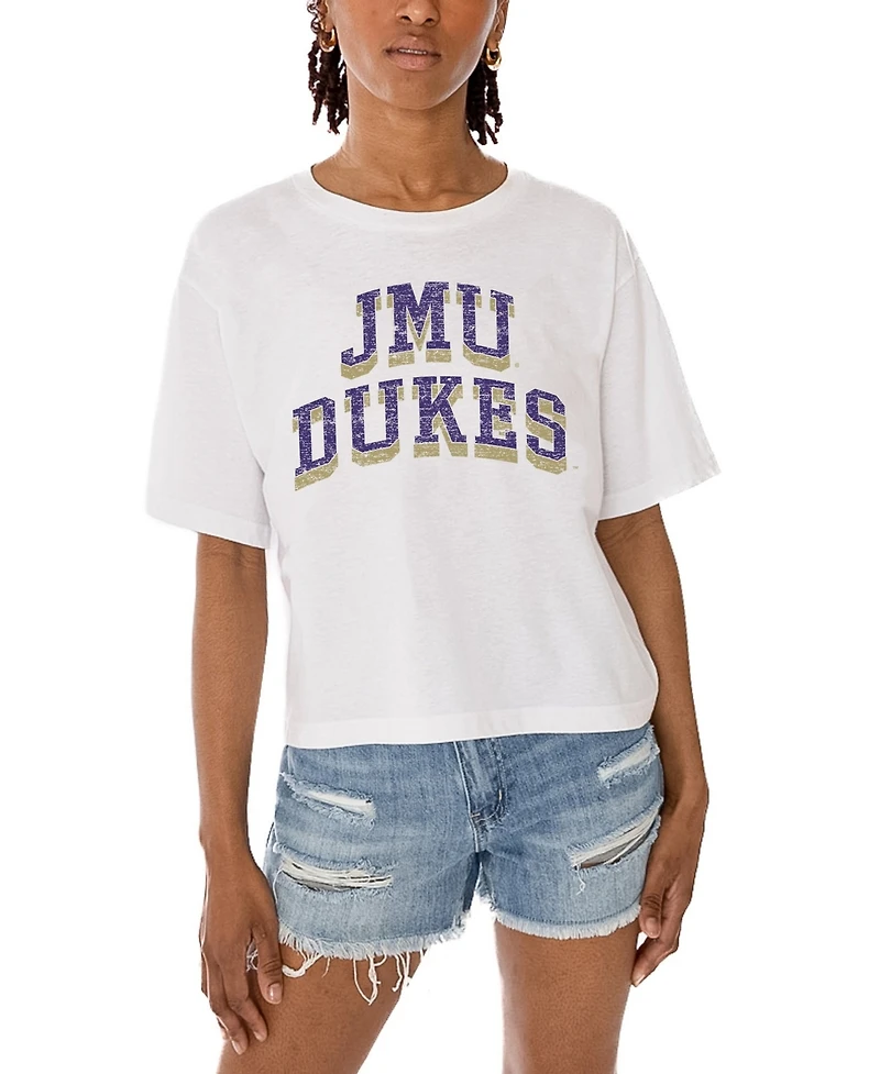 Gameday Couture Women's White James Madison Dukes Claim To Fame Boxy Cropped T-Shirt