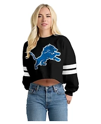 Spirit Jersey Women's Detroit Lions Oversized Cropped Long-Sleeve T-Shirt
