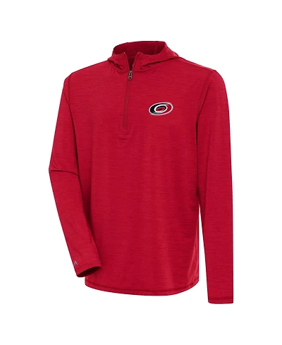 Antigua Men's Heather Red Carolina Hurricanes Tidy Quarter-Zip Pullover Hoodie