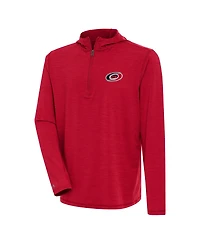 Antigua Men's Heather Red Carolina Hurricanes Tidy Quarter-Zip Pullover Hoodie