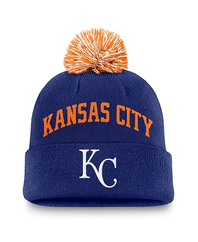 Nike Men's Royal Kansas City Royals Peak Cuffed Pom with Knit Hat