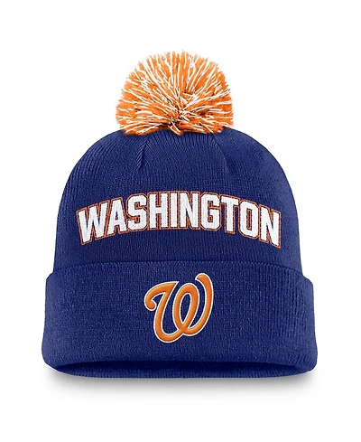 Nike Men's Royal Washington Nationals Peak Cuffed Pom with Knit Hat