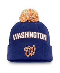 Nike Men's Royal Washington Nationals Peak Cuffed Pom with Knit Hat
