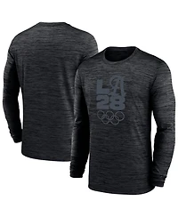 Nike Men's Black LA28 Summer Olympics Team Issue Velocity Dri-fit Long sleeves T-Shirt