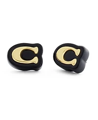Coach Black Signature C Resin Stud Earrings