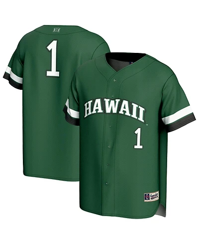 Gameday Greats Big Boys and Girls 1 Green Hawaii Rainbow Warriors Lightweight Collegiate Baseball Fashion Jersey
