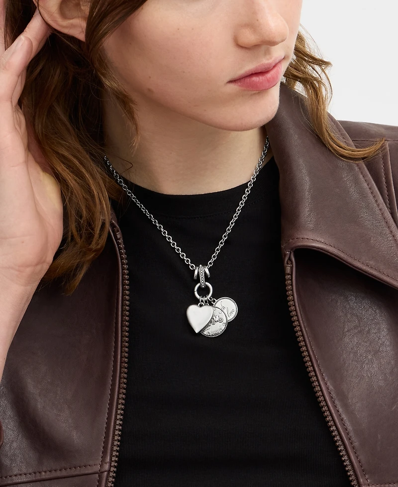 Coach Silver Heritage Charm Pendant Necklace