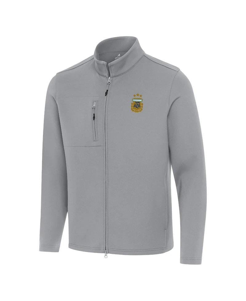 Antigua Men's Gray Argentina National Team Objection Full-Zip Jacket