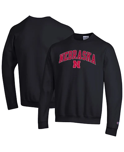 Champion Men's Champion Black Nebraska Huskers Arch Over Logo Pullover Sweatshirt