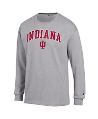 Champion Men's Champion Heather Gray Indiana Hoosiers Arch Over Logo Long sleeves T-Shirt