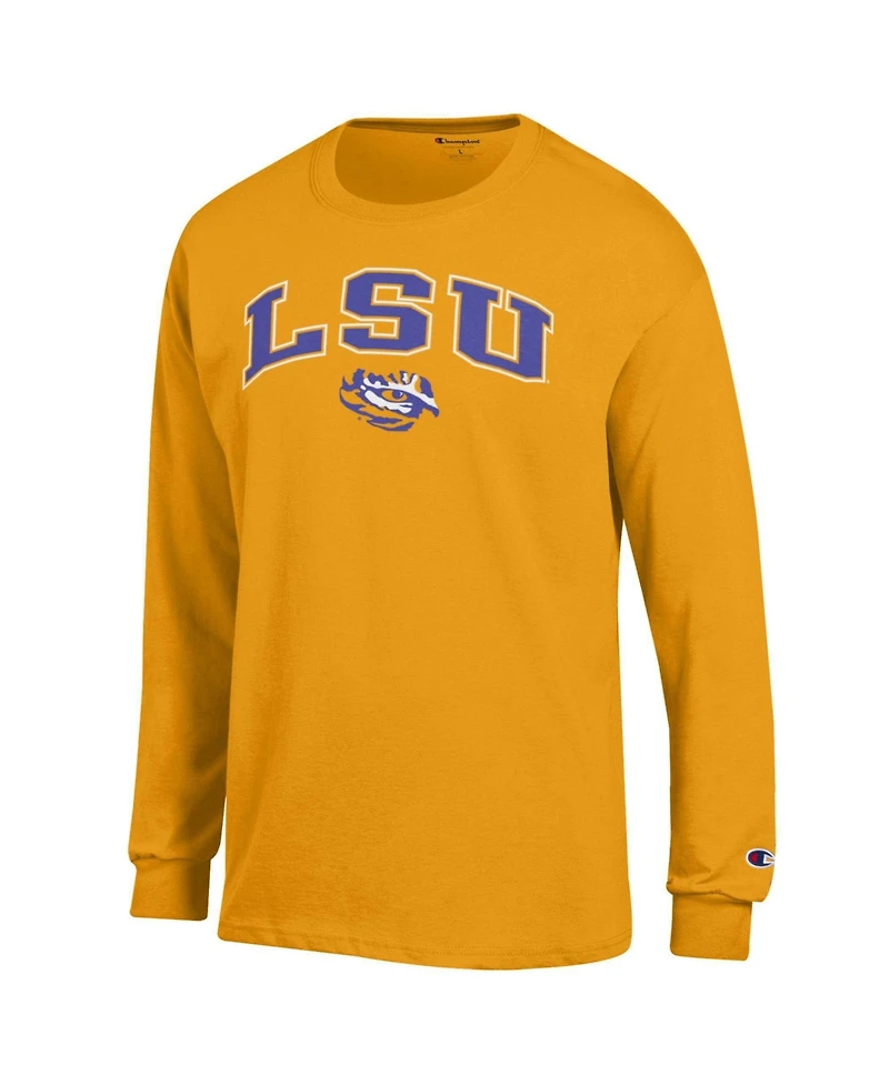 Champion Men's Champion Gold Lsu Tigers Arch Over Logo Long sleeves T-Shirt