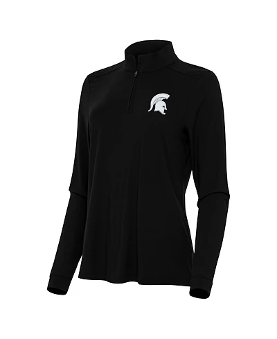 Antigua Women's Black Michigan State Spartans Intent Quarter-Zip Top
