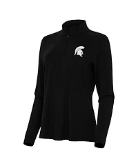 Antigua Women's Black Michigan State Spartans Intent Quarter-Zip Top