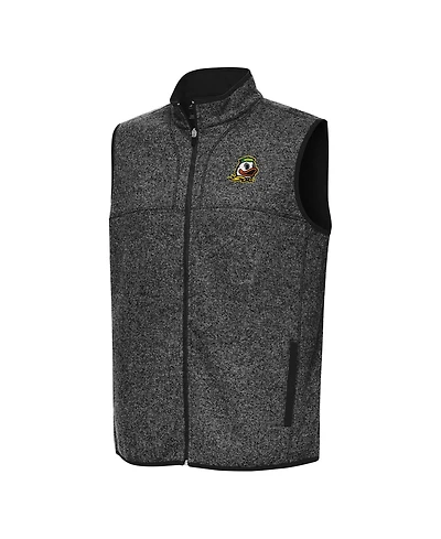 Antigua Men's Heather Black Oregon Ducks Fortune Full-Zip Vest