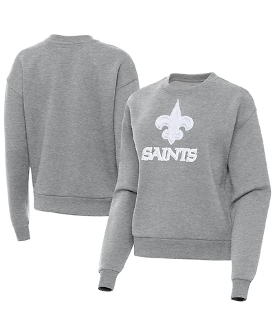 Antigua Women's New Orleans Saints Victory Dropped-Shoulder Embroidered Pullover Sweatshirt