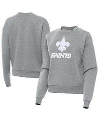 Antigua Women's New Orleans Saints Victory Dropped-Shoulder Embroidered Pullover Sweatshirt
