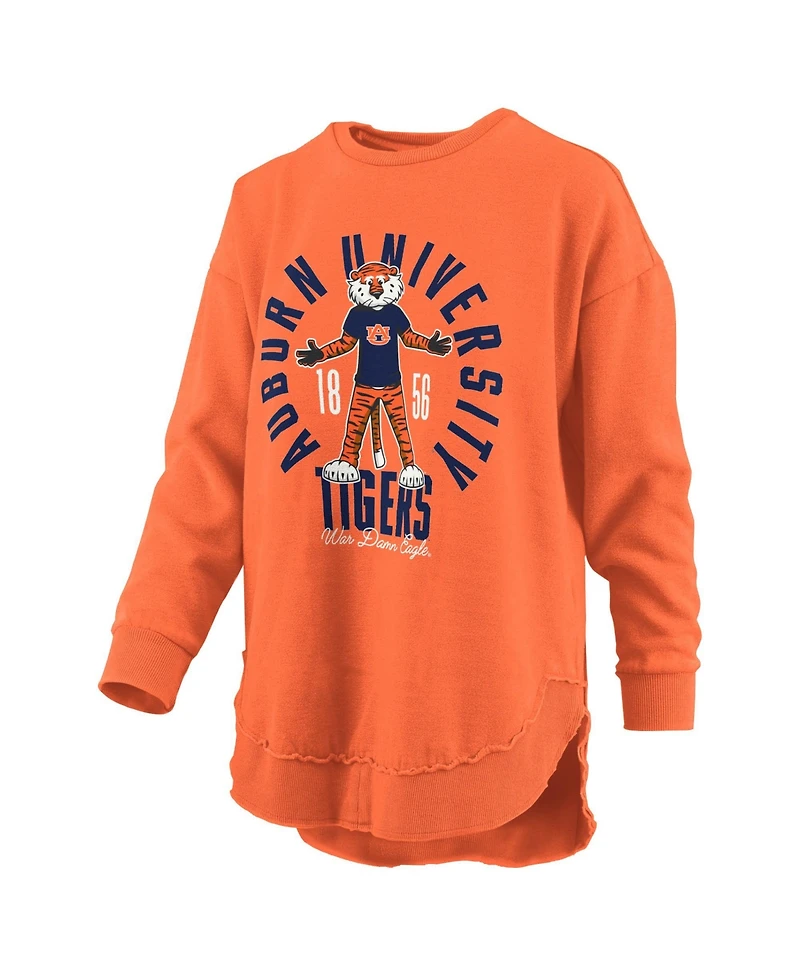 Pressbox Women's Auburn Tigers Blitz Fleece-Lined Long-Sleeve Crewneck T-Shirt