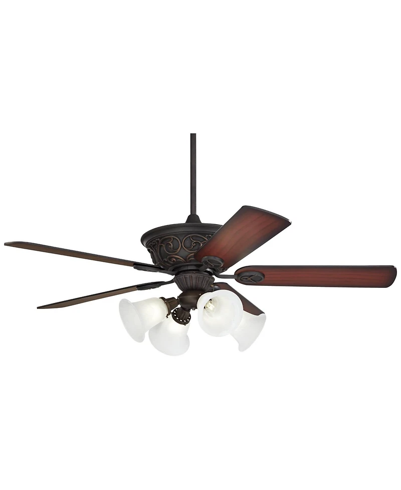 Casa Vieja 52" Contessa Traditional Indoor Ceiling Fan 5 Blade Marbleized Glass Led Light Bronze Finish Bedroom Living Room