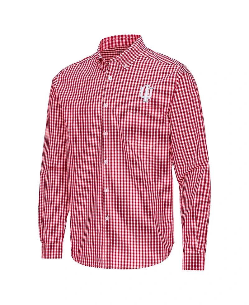 Antigua Men's Crimson Indiana Hoosiers Ellis Woven Tri-Blend Long sleeves Button-Down Shirt