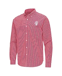 Antigua Men's Crimson Indiana Hoosiers Ellis Woven Tri-Blend Long sleeves Button-Down Shirt
