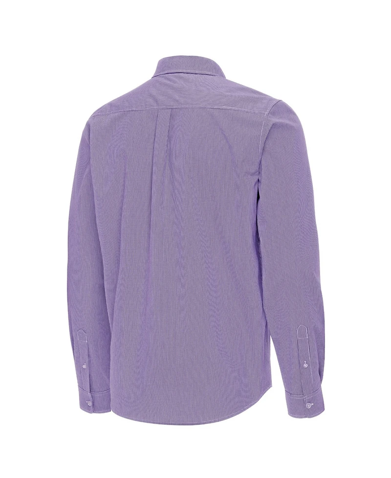 Antigua Men's Purple Lsu Tigers Porter Woven Tri-Blend Long sleeves Button-Down Shirt