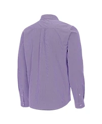 Antigua Men's Purple Lsu Tigers Porter Woven Tri-Blend Long sleeves Button-Down Shirt