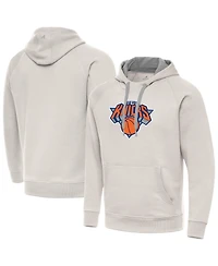 Antigua Men's Cream New York Knicks Big Logo Victory Pullover Hoodie