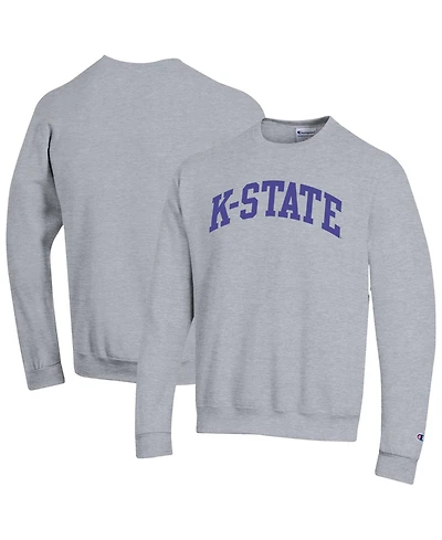 Champion Men's Heather Gray Kansas State Wildcats Basic Arch Fleece Pullover Sweatshirt
