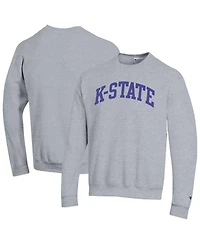 Champion Men's Heather Gray Kansas State Wildcats Basic Arch Fleece Pullover Sweatshirt