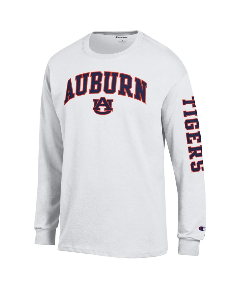 Champion Men's White Auburn Tigers Arch Over Logo 2-Hit Long sleeves T-Shirt