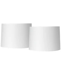 Springcrest Set of 2 Hardback Drum Lamp Shades White Medium 15" Top x 15" Bottom x 11" High Spider Replacement Harp Finial Fitting