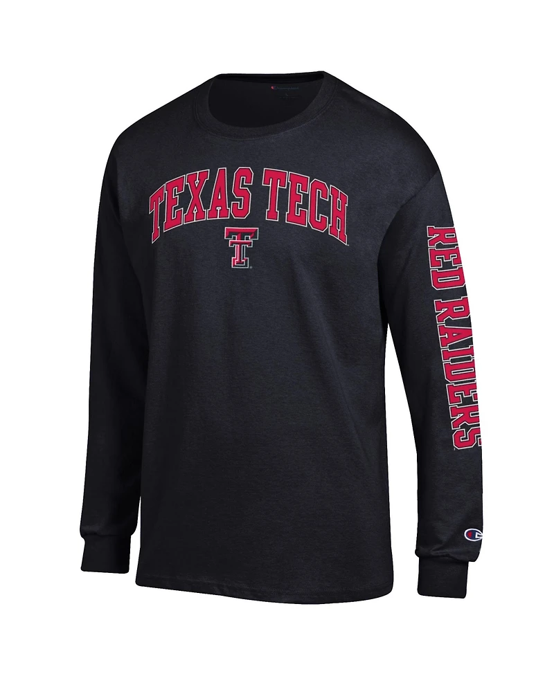 Champion Men's Black Texas Tech Red Raiders Arch Over Logo 2-Hit Long sleeves T-Shirt