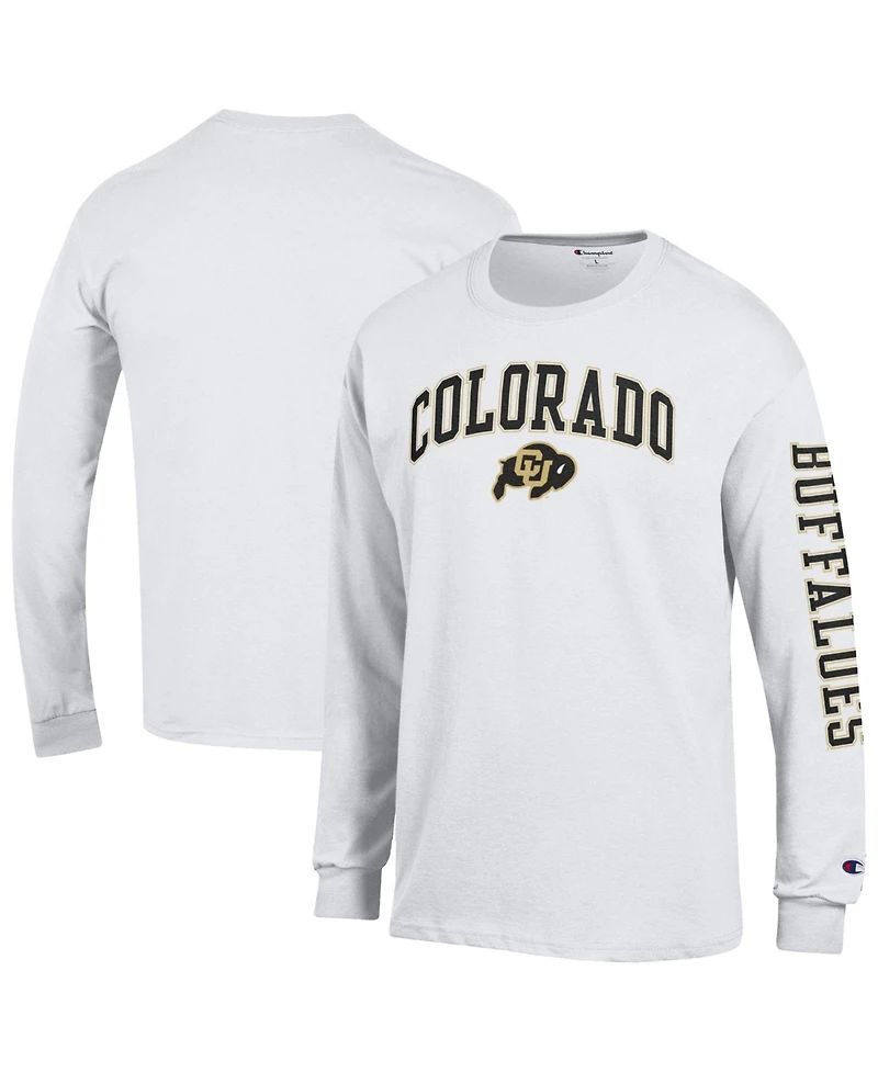 Champion Men's White Colorado Buffaloes Arch Over Logo Long sleeves T-Shirt