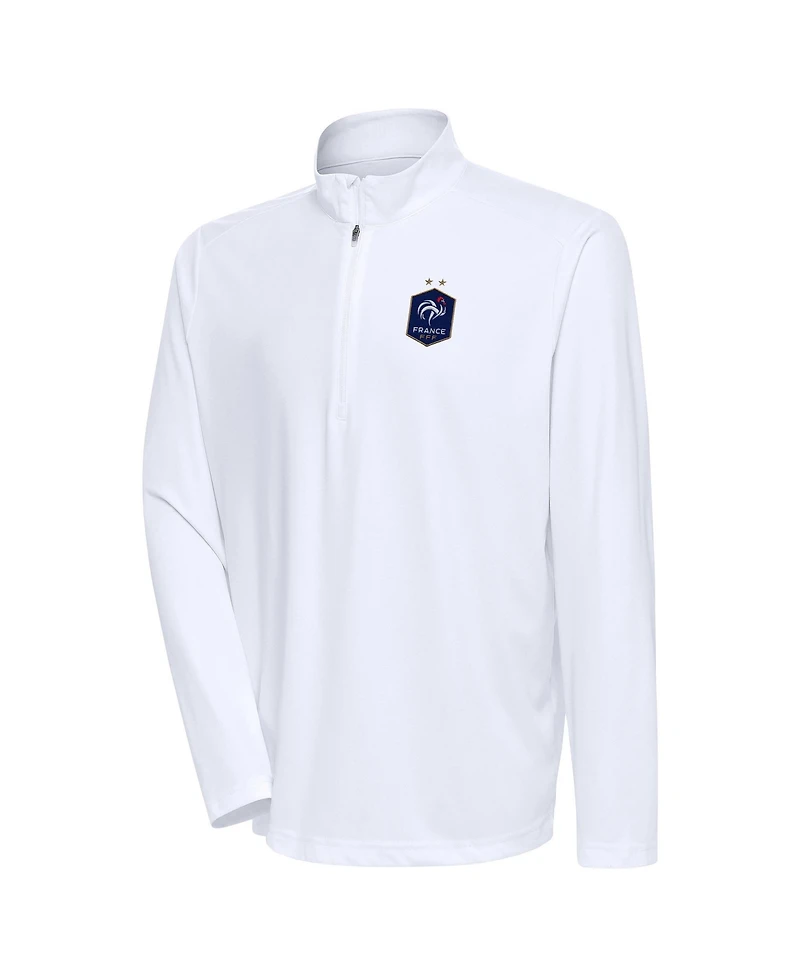 Antigua Men's White France National Team Statement Quarter-Zip Pullover Sweatshirt
