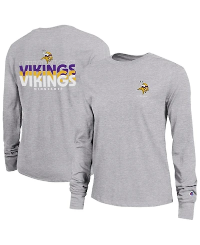 Champion Women's Heather Gray Minnesota Vikings Core Long-Sleeve T-Shirt