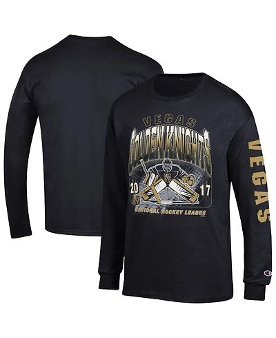 Champion Men's Black Vegas Golden Knights Long sleeves Jersey T-Shirt