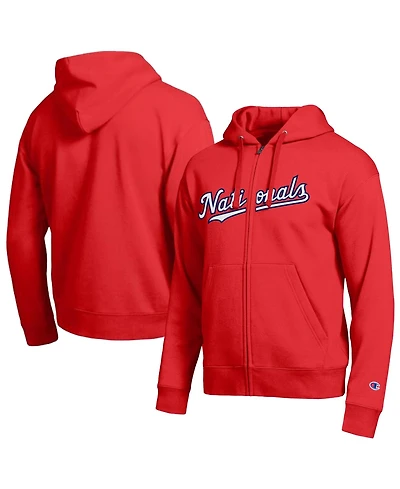 Champion Men's Washington Nationals Red All-Star Wordmark Full-Zip Hoodie