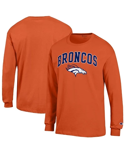 Champion Men's Orange Denver Broncos Arch Over Logo Long sleeves T-Shirt