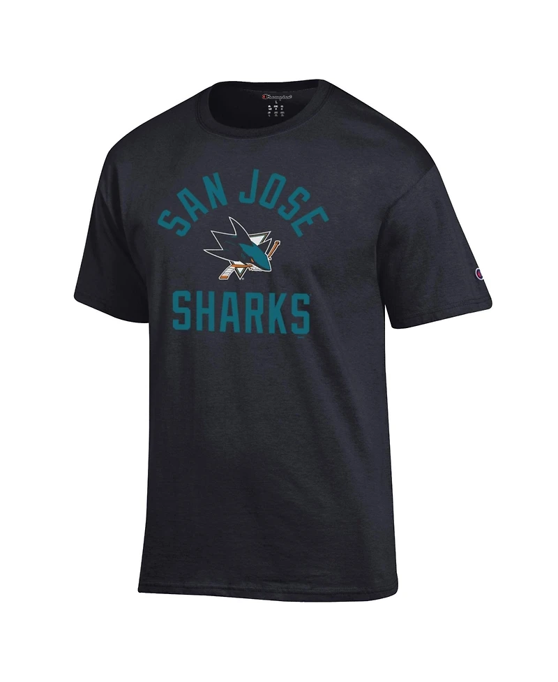Champion Men's Black San Jose Sharks Primary Logo Jersey T-Shirt