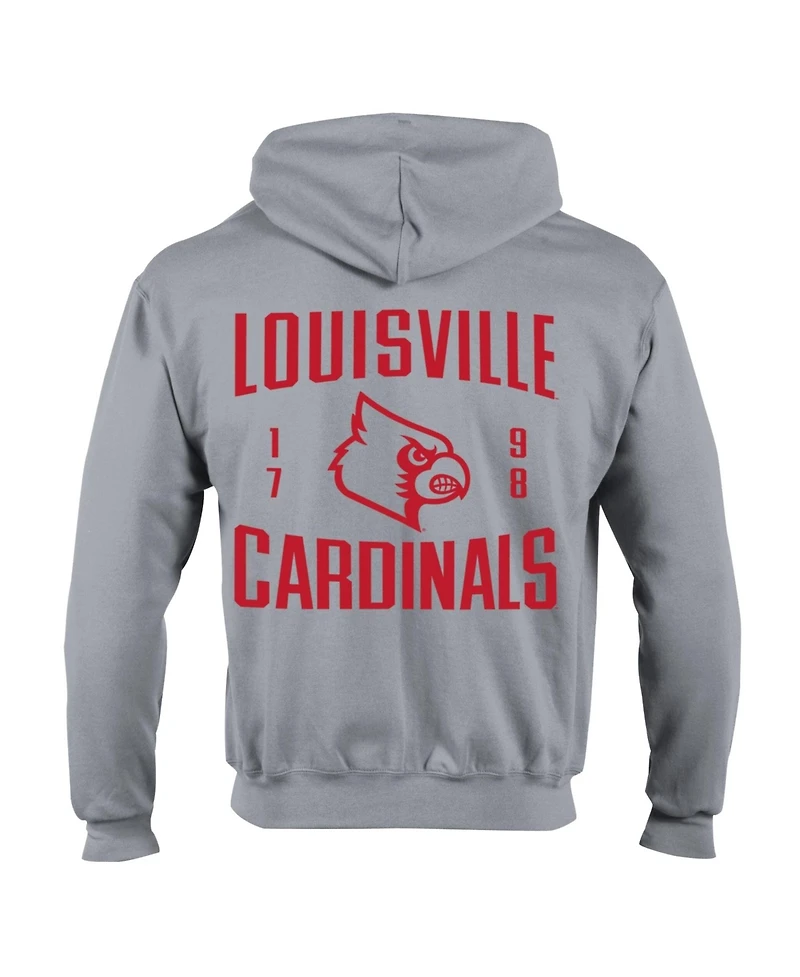 Champion Men's Heather Gray Louisville Cardinals Varsity Power Blend Full-Zip Fleece Hoodie