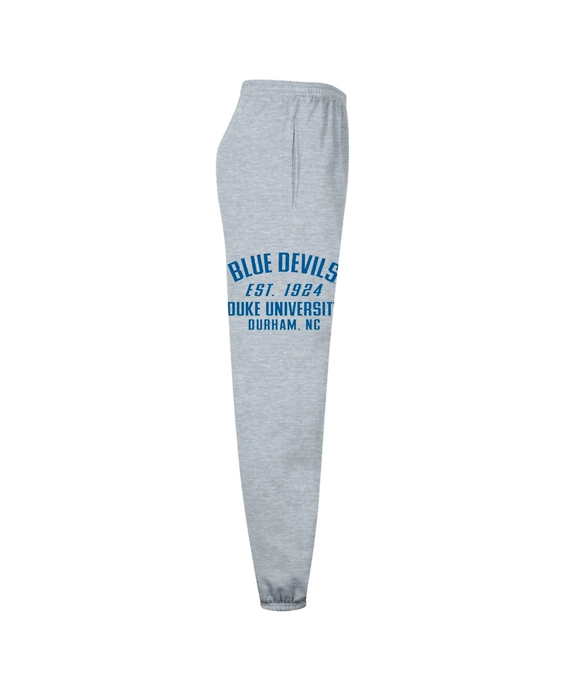 Champion Men's Heather Gray Duke Blue Devils Powerblend Banded Fleece Sweatpants