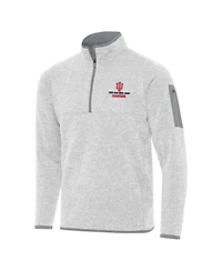 Antigua Men's Heather Gray Indiana Hoosiers College Football Playoff 2026 Rose Bowl Champions Fortune Quarter-Zip Pullover Sweatshirt